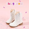 image:imageToddler Girls Cowgirl Boots Glitter Toddler Cowboy Boot Ankle Girls Boots Little Kids Horse Riding Shoes Party BirthdayWhite Shiny