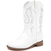 image:imageGirls Cowgirl Boots UnisexChild Mid Calf Glitter Toddler Cowboy Boot Little Big Kids Western Riding ShoesRhinestone White
