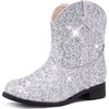 image:imageMotasha Toddler Girls Cowgirl Boots Glitter Toddler Cowboy Boot Ankle Girls Boots Little Kids Horse Riding Shoes Party BirthdaySilver Glitter