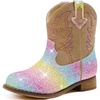 image:imageToddler Girls Cowgirl Boots Glitter Toddler Cowboy Boot Ankle Girls Boots Little Kids Horse Riding Shoes Party BirthdayRainbow Shiny