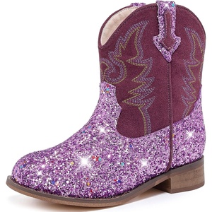 image:imageMotasha Toddler Girls Cowgirl Boots Glitter Toddler Cowboy Boot Ankle Girls Boots Little Kids Horse Riding Shoes Party BirthdayPurple Sequins