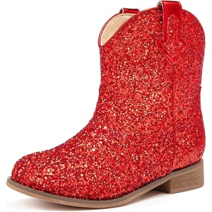 image:imageMotasha Toddler Girls Cowgirl Boots Glitter Toddler Cowboy Boot Ankle Girls Boots Little Kids Horse Riding Shoes Party BirthdayRed Shiny