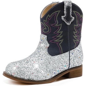 image:imageMotasha Toddler Girls Cowgirl Boots Glitter Toddler Cowboy Boot Ankle Girls Boots Little Kids Horse Riding Shoes Party BirthdaySilver Sequins