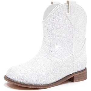 image:imageMotasha Toddler Girls Cowgirl Boots Glitter Toddler Cowboy Boot Ankle Girls Boots Little Kids Horse Riding Shoes Party BirthdayWhite Pure