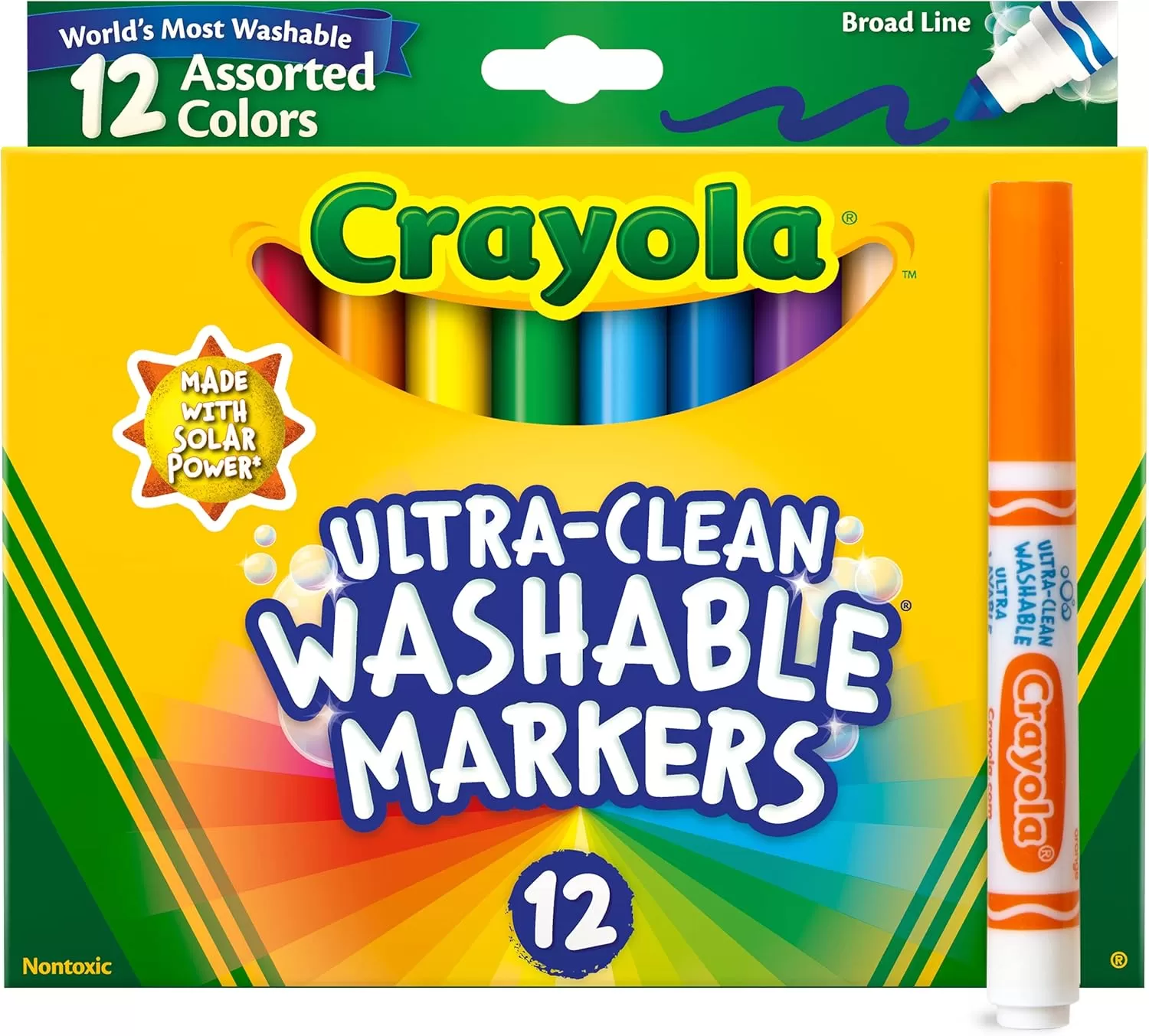 imageCrayola Broad Line Markers 12ct Washable Markers for Kids Arts ampamp Crafts Supplies Coloring Markers Toddler Stocking Stuffers 3UltraClean Markers
