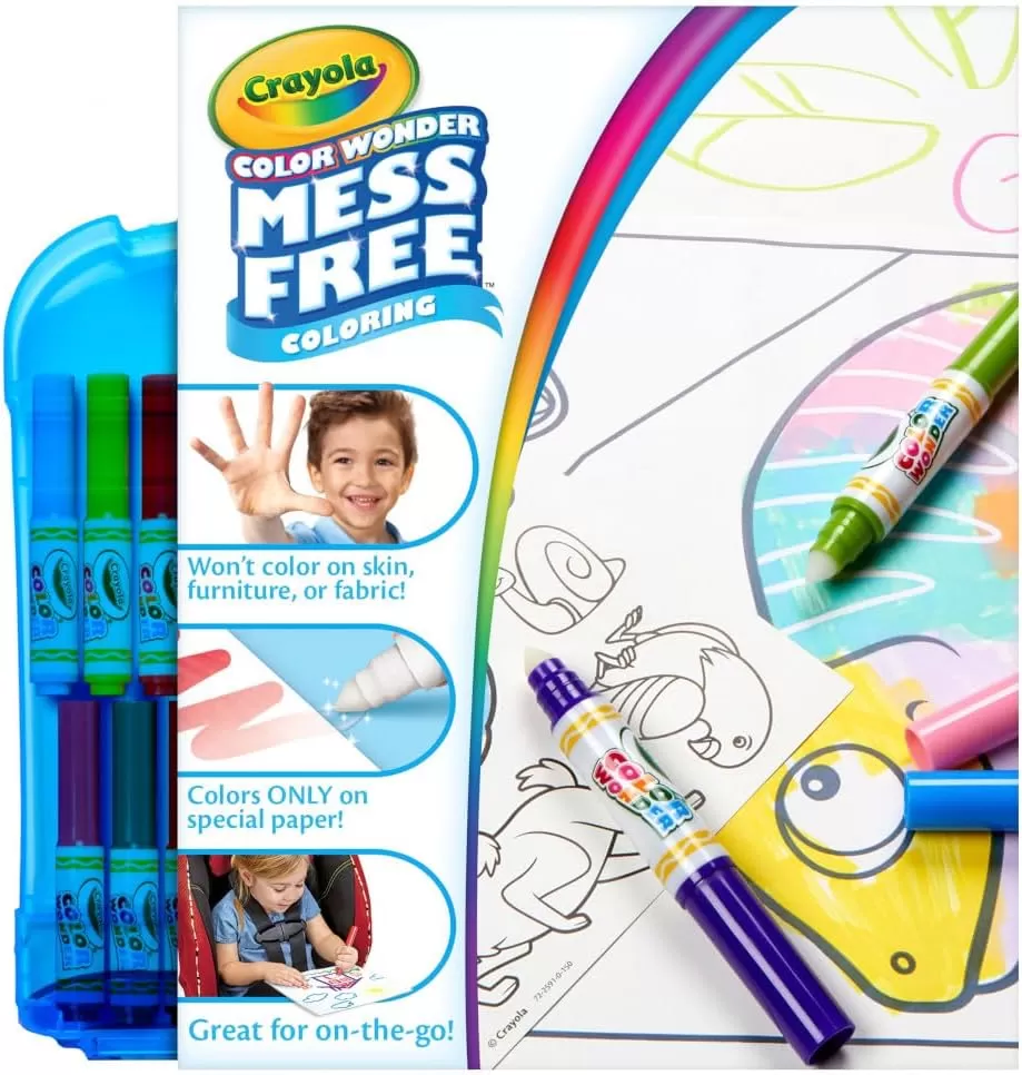 imageCrayola Color Wonder Mess Free Coloring Kit 50 Pcs Mess Free Markers Mess Free Coloring Pages Carrying Case Holiday Gift for KidsKit