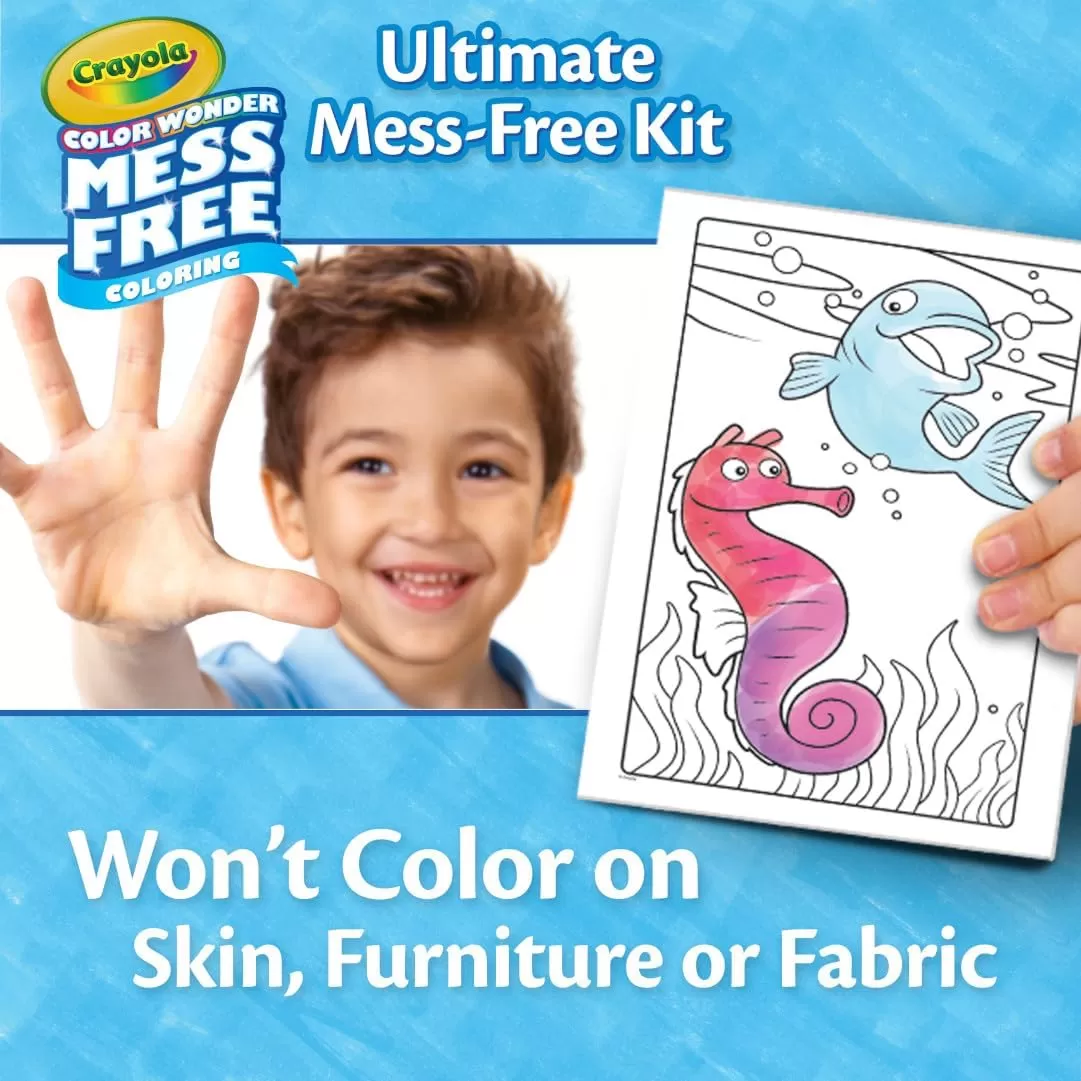 imageCrayola Color Wonder Mess Free Coloring Kit 50 Pcs Mess Free Markers Mess Free Coloring Pages Carrying Case Holiday Gift for KidsKit