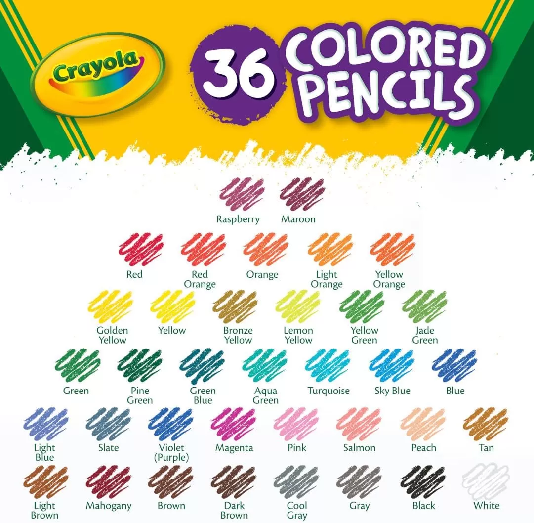 imageCrayola Colored Pencils 36ct Kids Pencils Set Arts ampamp Crafts Supplies Coloring Book Pencils Stocking Stuffers for Kids Ages 336 Count Pack of 1