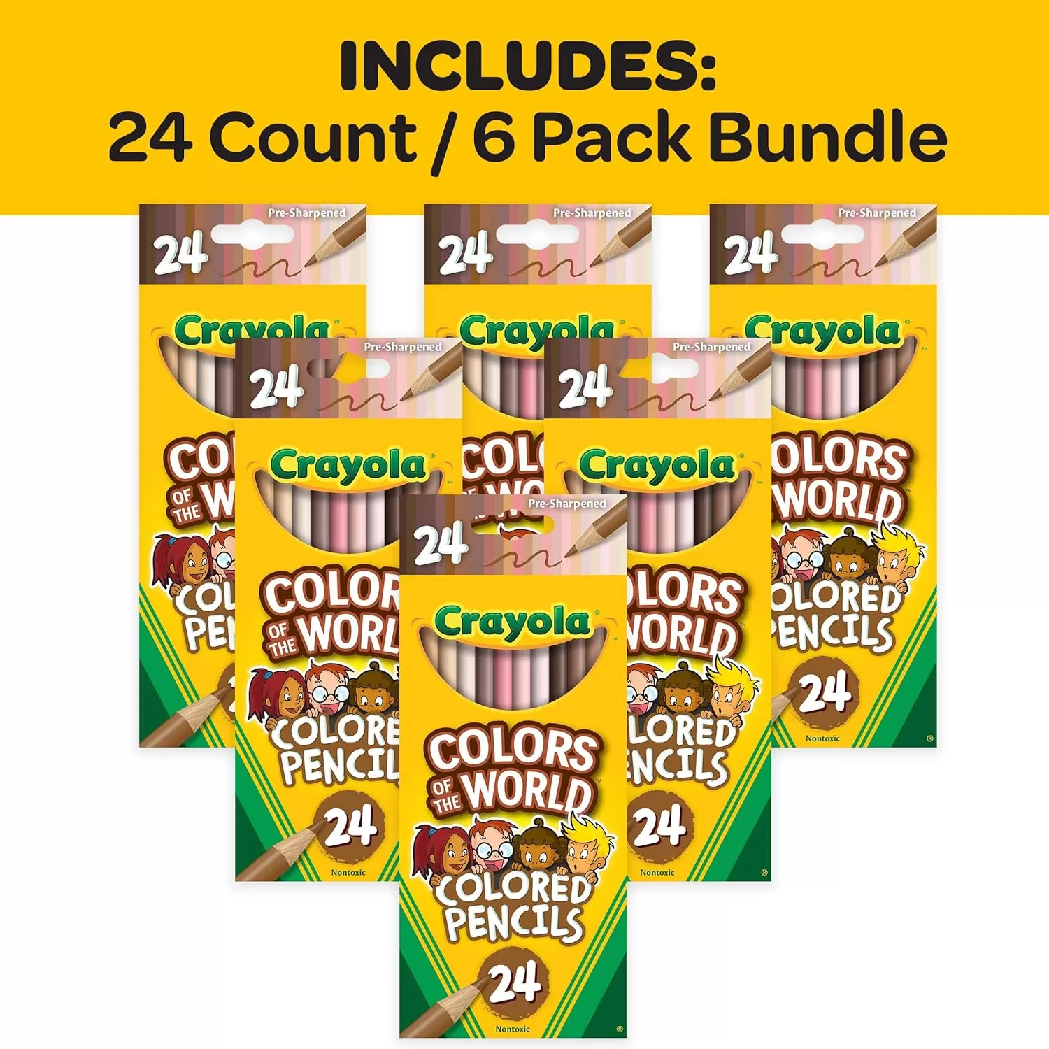 imageCrayola Colors of the World Bulk Colored Pencil Set  6 Packs 24ct Skin Tone Kids Colored Pencils for Kids School Supplies1 Count Pack of 1