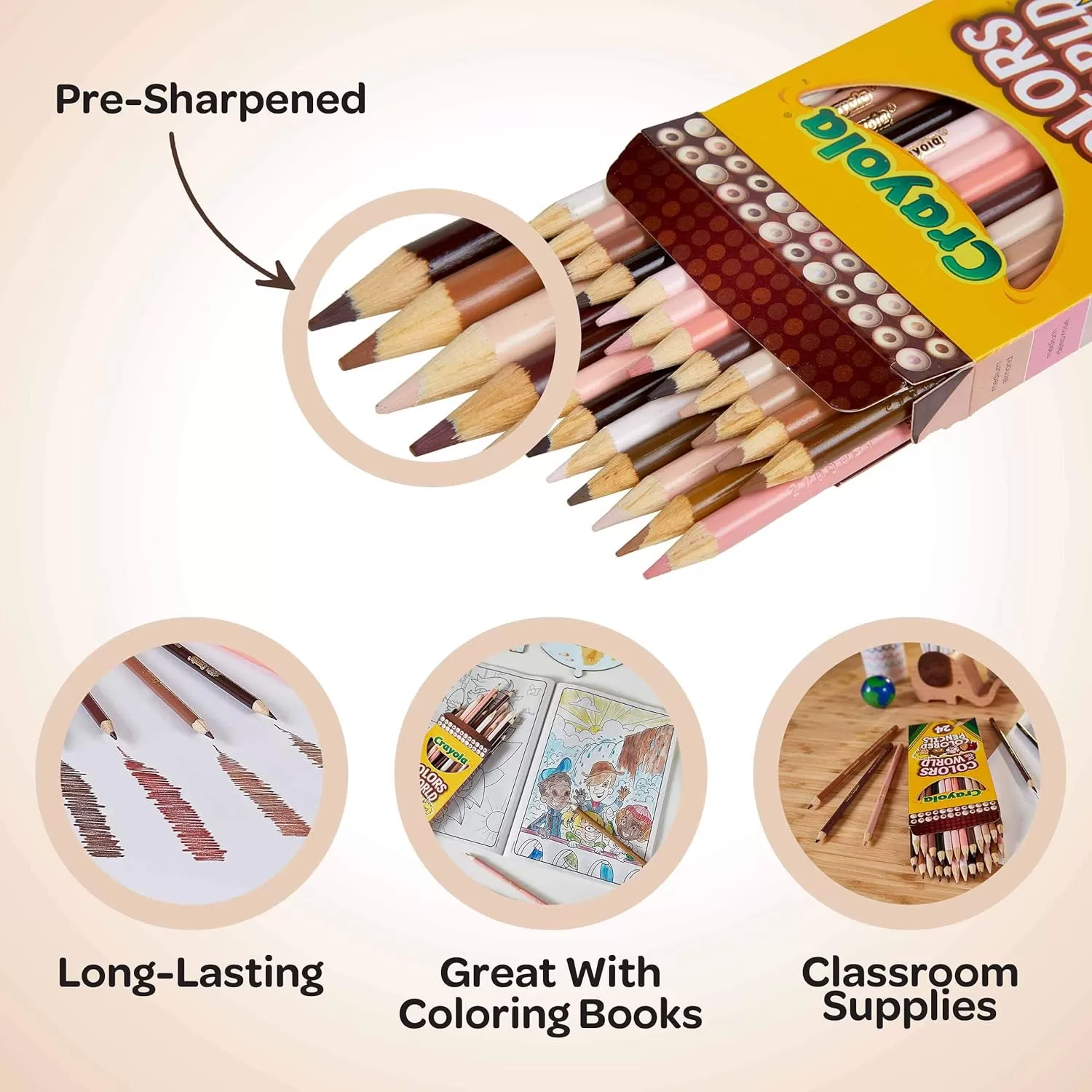 imageCrayola Colors of the World Bulk Colored Pencil Set  6 Packs 24ct Skin Tone Kids Colored Pencils for Kids School Supplies1 Count Pack of 1
