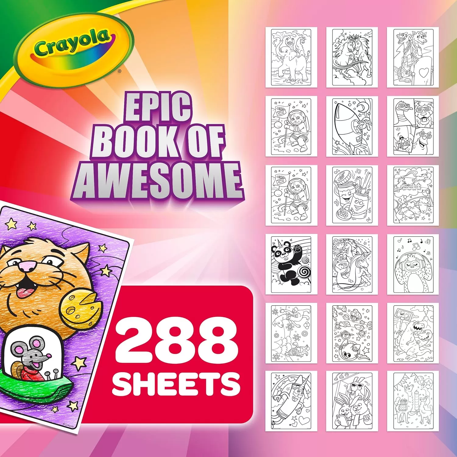 imageCrayola Epic Book of Awesome 288 Pages Kids Coloring Book Activity Set Animal Coloring Pages Holiday Gift for Kids 3Epic Book of Awesome