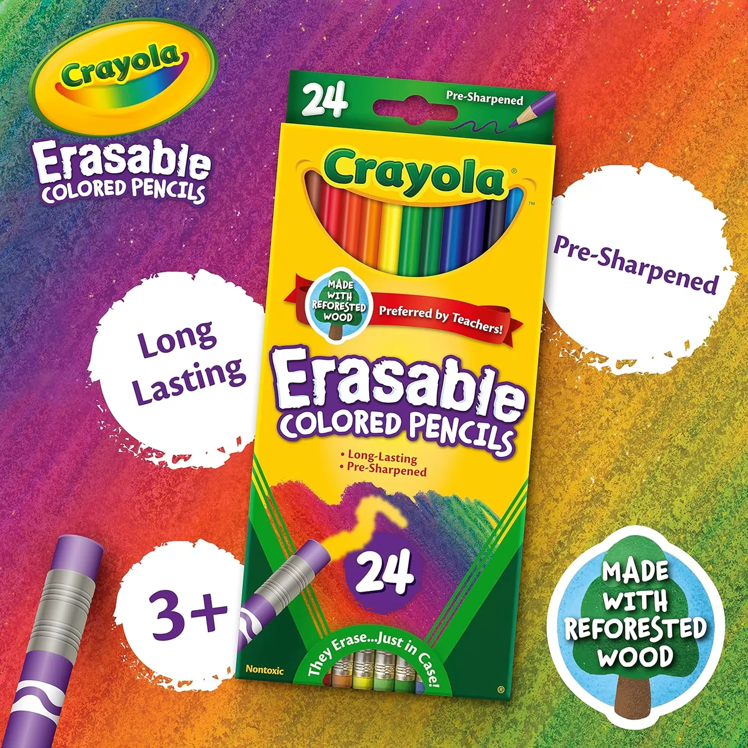 imageCrayola Erasable Colored Pencils 24ct Kids Coloring Pencils for Coloring Books Arts ampamp Crafts Stocking Stuffers for Kids 6