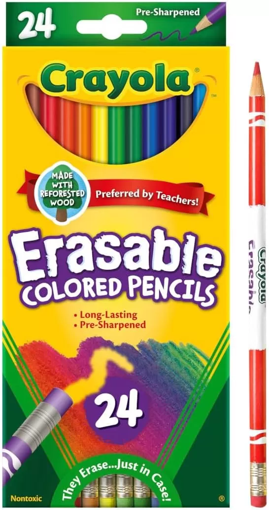 imageCrayola Erasable Colored Pencils 24ct Kids Coloring Pencils for Coloring Books Arts ampamp Crafts Stocking Stuffers for Kids 6