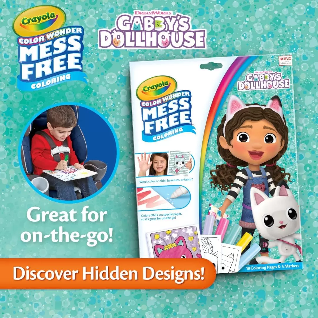 imageCrayola Frozen Color Wonder Coloring Set 18 Mess Free Frozen Coloring Pages for Toddlers Frozen Toys ampamp Gifts Toddler Stocking StuffersGabbys Dollhouse