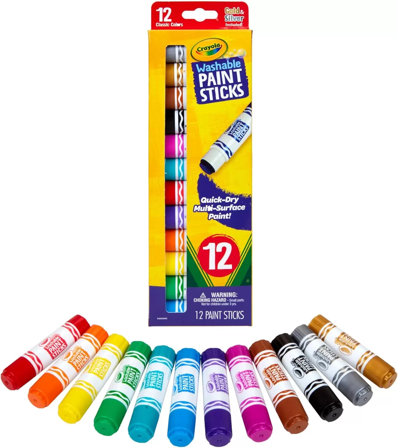 imageCrayola Quick Dry Paint Sticks 12ct Washable Paint Set for Kids Arts ampamp Crafts Supplies Assorted Colors Stocking Stuffers for Kids1 Count Pack of 2