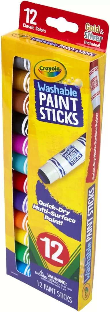 imageCrayola Quick Dry Paint Sticks 12ct Washable Paint Set for Kids Arts ampamp Crafts Supplies Assorted Colors Stocking Stuffers for Kids1 Count Pack of 1