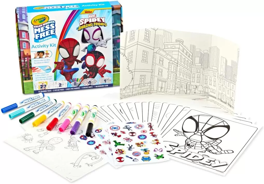 imageCrayola Spiderman Color Wonder Coloring Set 18 Spiderman Mess Free Coloring Pages for Toddlers Spiderman Toys Stocking Stuffers GiftsActivity Kit