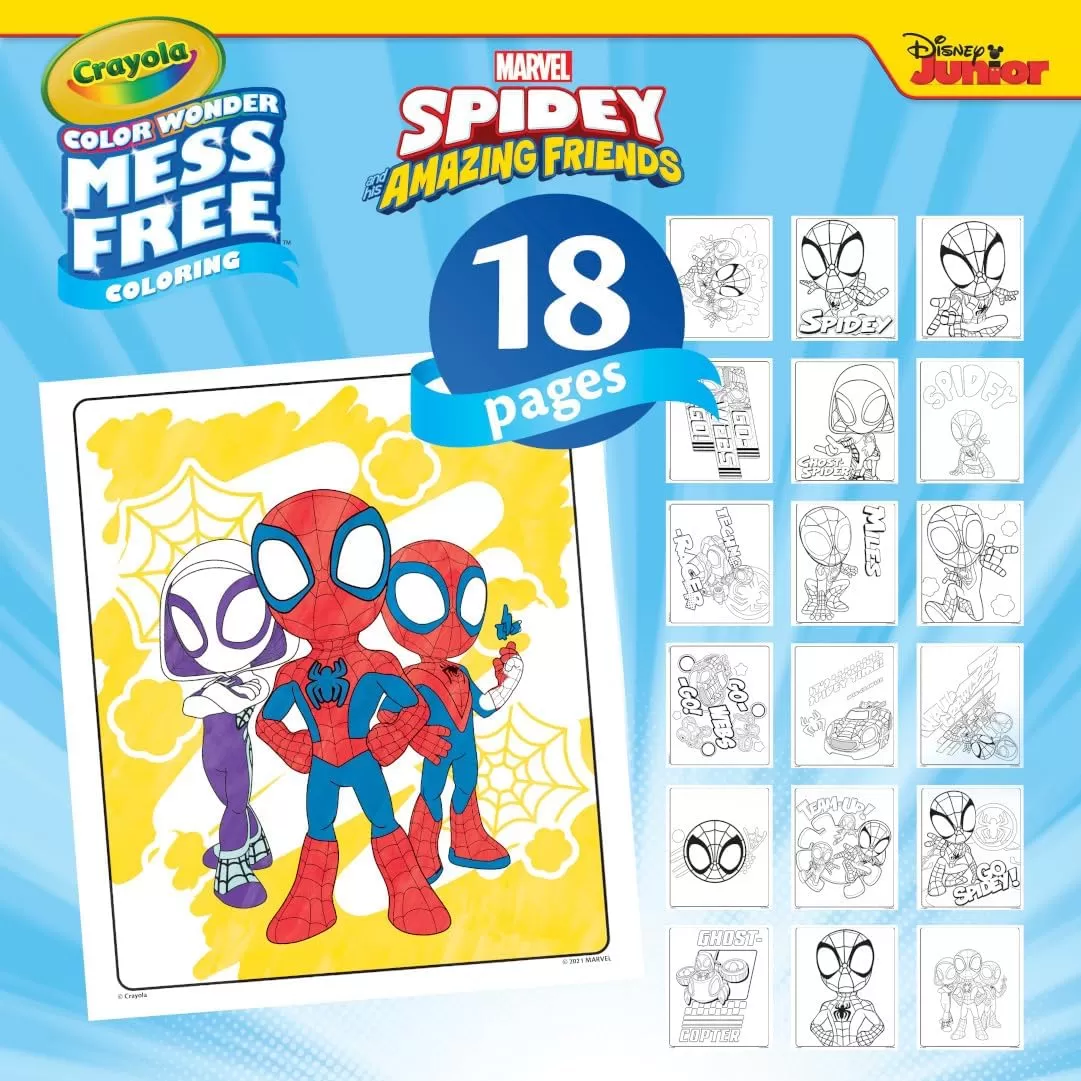imageCrayola Spiderman Color Wonder Coloring Set 18 Spiderman Mess Free Coloring Pages for Toddlers Spiderman Toys Stocking Stuffers GiftsSpidey  Friends