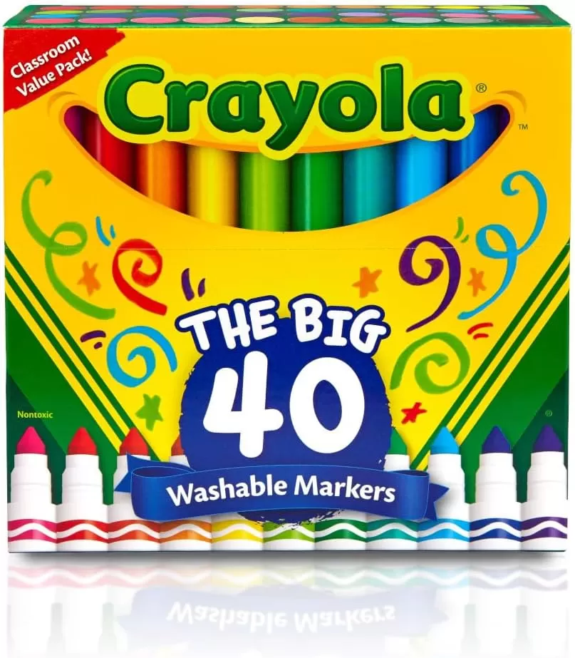 imageCrayola Ultra Clean Washable Markers 40ct Coloring Markers for Kids Coloring Book Marker Set Stocking Stuffers for Kids Ages 3