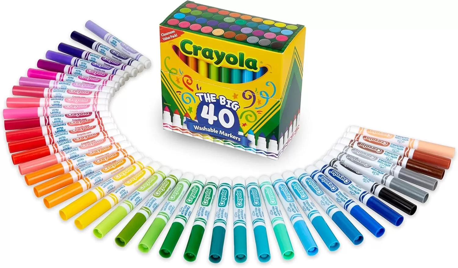 imageCrayola Ultra Clean Washable Markers 40ct Coloring Markers for Kids Coloring Book Marker Set Stocking Stuffers for Kids Ages 3