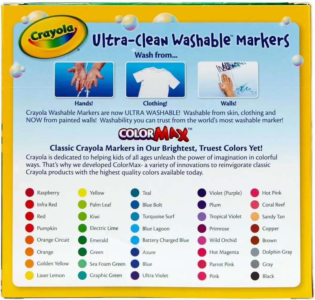imageCrayola Ultra Clean Washable Markers 40ct Coloring Markers for Kids Coloring Book Marker Set Stocking Stuffers for Kids Ages 3