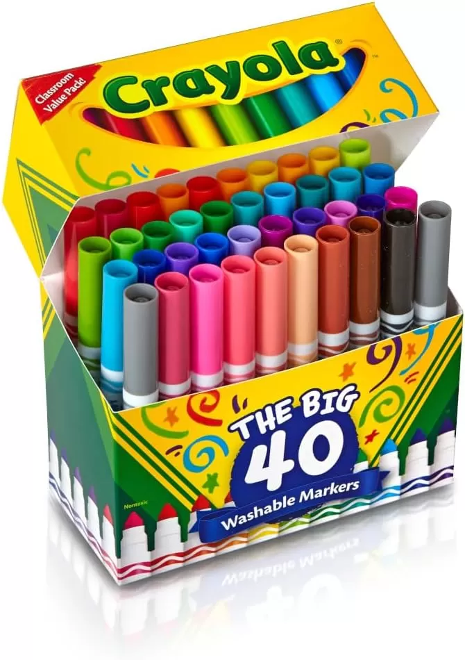 imageCrayola Ultra Clean Washable Markers 40ct Coloring Markers for Kids Coloring Book Marker Set Stocking Stuffers for Kids Ages 3