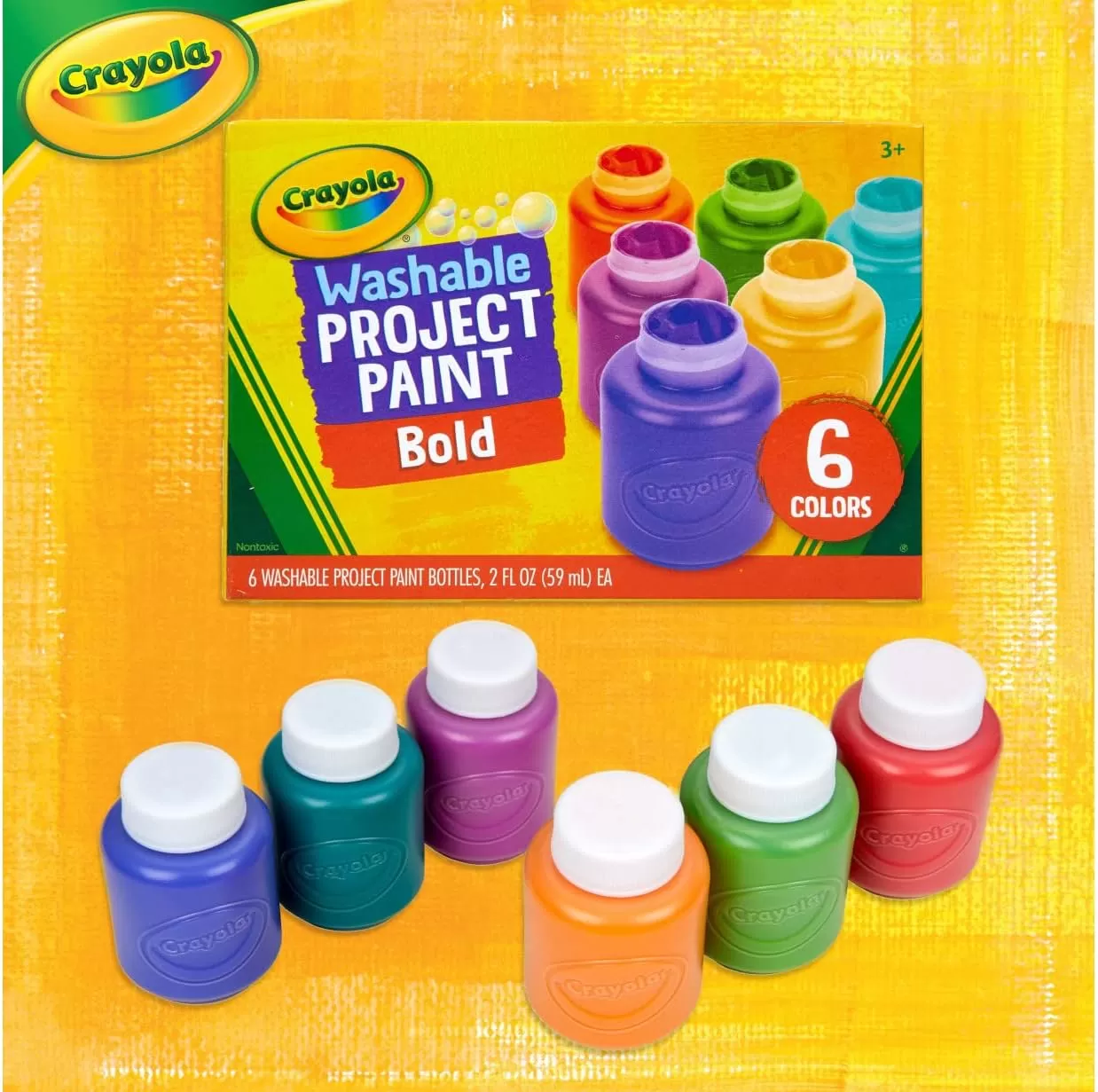 imageCrayola Washable Kids Paint Set 12ct Classic and Glitter Paint for Kids Arts ampamp Crafts Supplies Toddler Painting Kit 3 Amazon ExclusiveBold