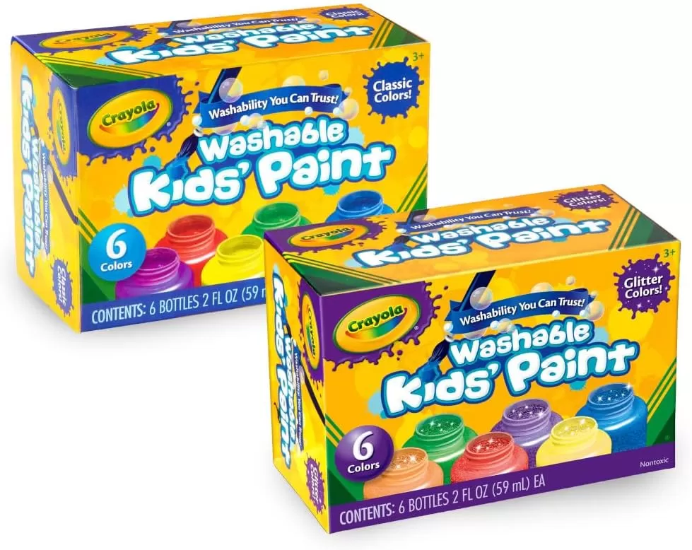 imageCrayola Washable Kids Paint Set 12ct Classic and Glitter Paint for Kids Arts ampamp Crafts Supplies Toddler Painting Kit 3 Amazon ExclusiveClassic  Glitter