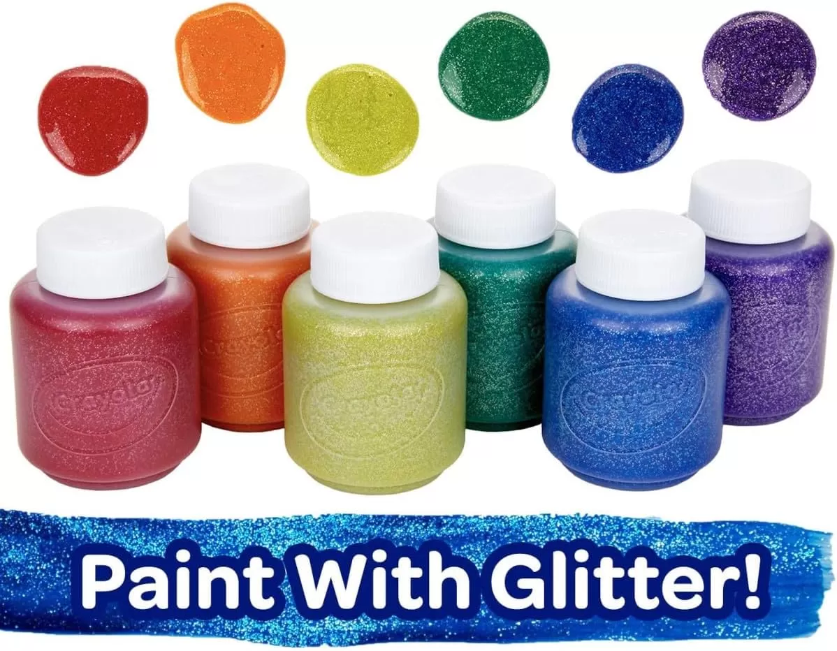 imageCrayola Washable Kids Paint Set 12ct Classic and Glitter Paint for Kids Arts ampamp Crafts Supplies Toddler Painting Kit 3 Amazon ExclusiveClassic  Glitter
