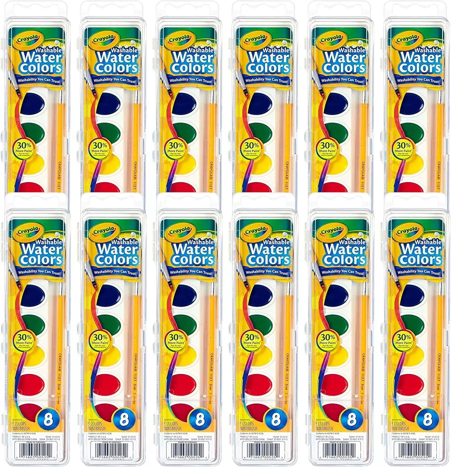 imageCrayola Washable Watercolor Paint Sets for Kids 12ct Classroom Arts ampamp Crafts Bulk Classroom Paint for Kids 8 Colors 3Watercolors