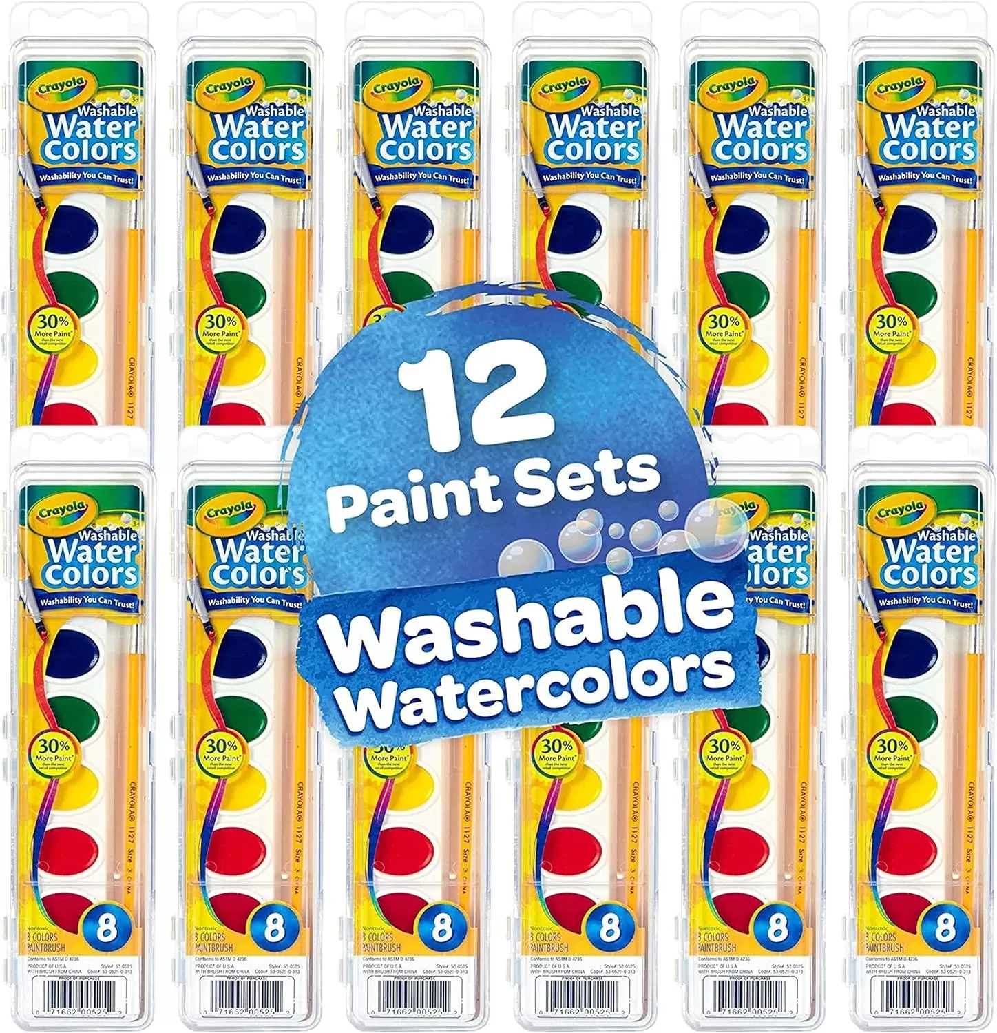 imageCrayola Washable Watercolor Paint Sets for Kids 12ct Classroom Arts ampamp Crafts Bulk Classroom Paint for Kids 8 Colors 3Watercolors