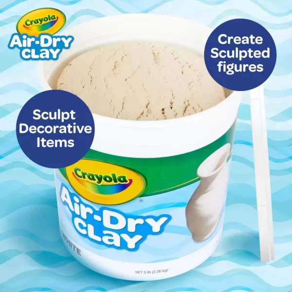imageCrayola Air Dry Clay 5lbs Natural White Modeling Clay for Kids Sculpting Material Bulk Craft Supplies for School Classrooms Amazon ExclusiveWhite