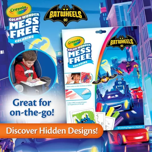 imageCrayola Batwheels Color Wonder Activity Set Batman Mess Free Coloring Pages for Toddlers Batman Gift ampamp Toys for Kids Stocking StuffersBatwheels