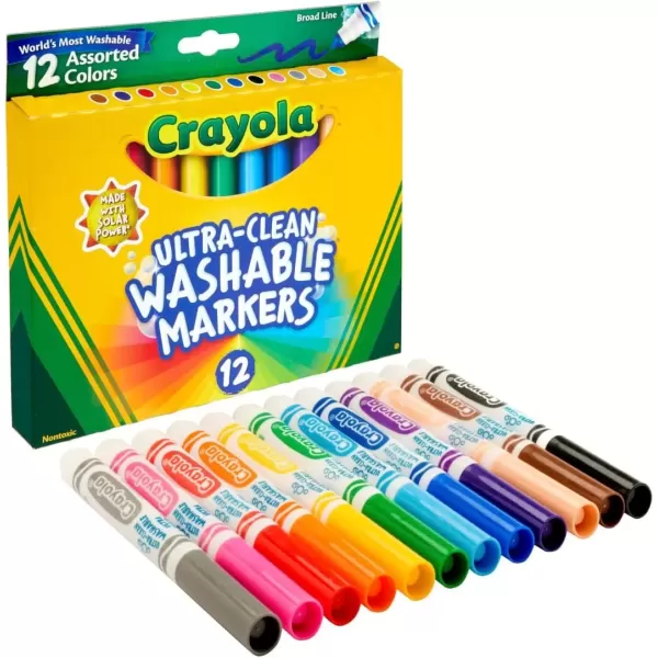 imageCrayola Broad Line Markers 12ct Washable Markers for Kids Arts ampamp Crafts Supplies Coloring Markers Toddler Stocking Stuffers 3UltraClean Markers