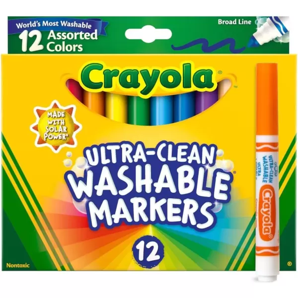 imageCrayola Broad Line Markers 12ct Washable Markers for Kids Arts ampamp Crafts Supplies Coloring Markers Toddler Stocking Stuffers 3UltraClean Markers
