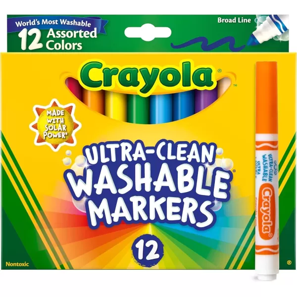 imageCrayola Broad Line Markers 12ct Washable Markers for Kids Arts ampamp Crafts Supplies Coloring Markers Toddler Stocking Stuffers 3UltraClean Markers