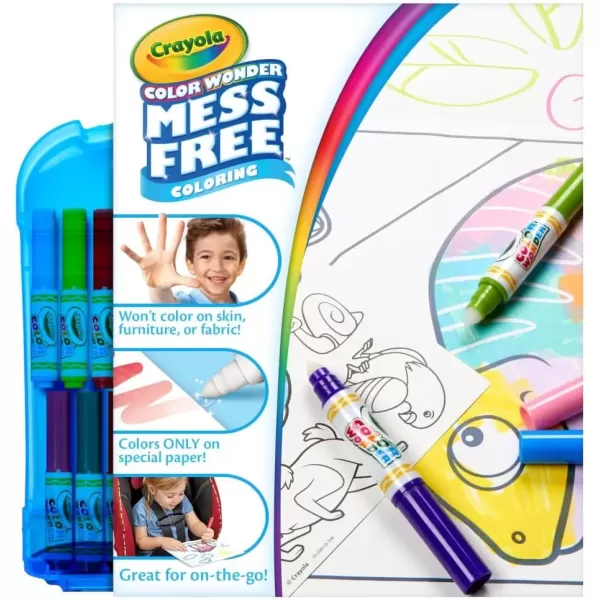 imageCrayola Color Wonder Mess Free Coloring Kit 50 Pcs Mess Free Markers Mess Free Coloring Pages Carrying Case Holiday Gift for KidsKit