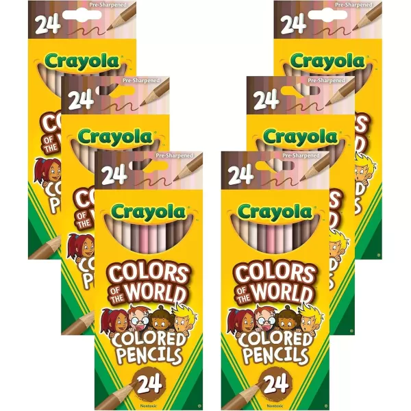 imageCrayola Colors of the World Bulk Colored Pencil Set  6 Packs 24ct Skin Tone Kids Colored Pencils for Kids School Supplies1 Count Pack of 1
