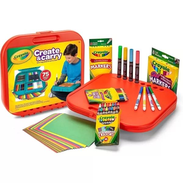 imageCrayola Create N Carry Art Set 75pcs Art Supplies Kit Drawing Set for Kids Arts ampamp Crafts Supplies Holiday Gift for Kids 5