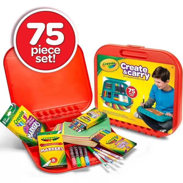 imageCrayola Create N Carry Art Set 75pcs Art Supplies Kit Drawing Set for Kids Arts ampamp Crafts Supplies Holiday Gift for Kids 5