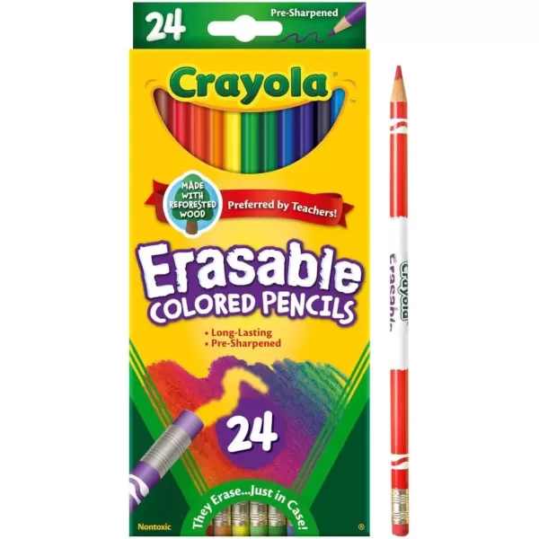 imageCrayola Erasable Colored Pencils 24ct Kids Coloring Pencils for Coloring Books Arts ampamp Crafts Stocking Stuffers for Kids 6