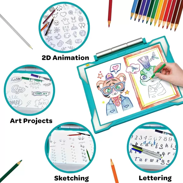 imageCrayola Light Up Tracing Pad  Teal Kids Light Board For Tracing ampamp Sketching Kids Toys Gifts for Girls ampamp Boys 6 Amazon ExclusiveTeal