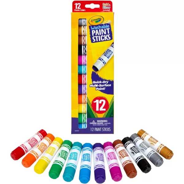 imageCrayola Quick Dry Paint Sticks 12ct Washable Paint Set for Kids Arts ampamp Crafts Supplies Assorted Colors Stocking Stuffers for Kids1 Count Pack of 2
