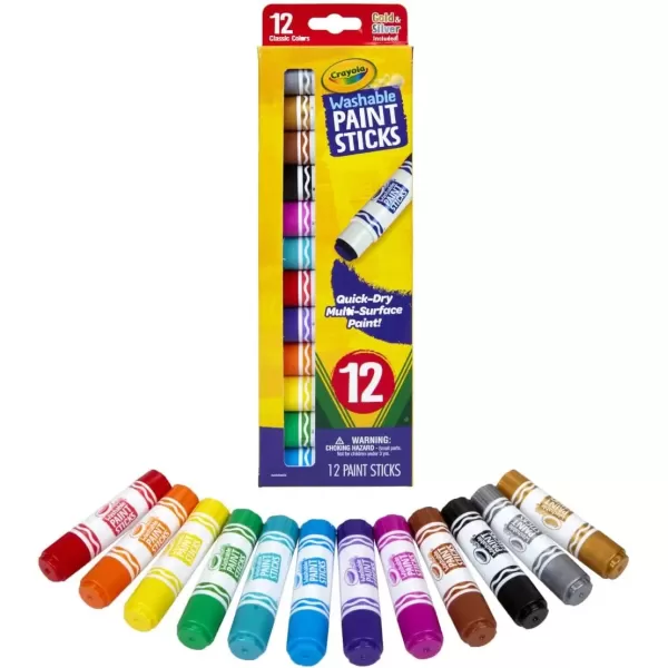 imageCrayola Quick Dry Paint Sticks 12ct Washable Paint Set for Kids Arts ampamp Crafts Supplies Assorted Colors Stocking Stuffers for Kids1 Count Pack of 1