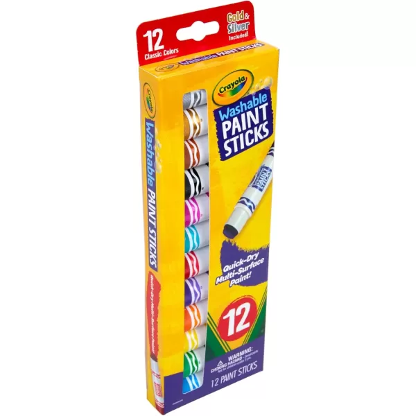 imageCrayola Quick Dry Paint Sticks 12ct Washable Paint Set for Kids Arts ampamp Crafts Supplies Assorted Colors Stocking Stuffers for Kids1 Count Pack of 2