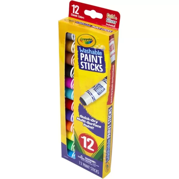 imageCrayola Quick Dry Paint Sticks 12ct Washable Paint Set for Kids Arts ampamp Crafts Supplies Assorted Colors Stocking Stuffers for Kids1 Count Pack of 1