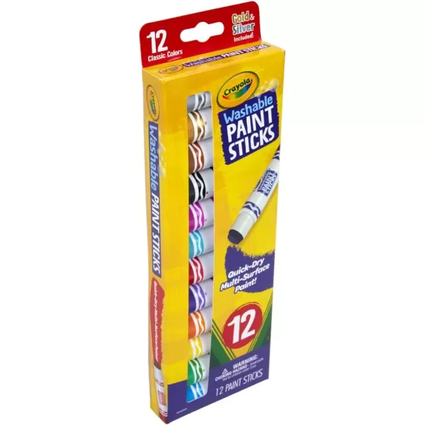 imageCrayola Quick Dry Paint Sticks 12ct Washable Paint Set for Kids Arts ampamp Crafts Supplies Assorted Colors Stocking Stuffers for Kids1 Count Pack of 1