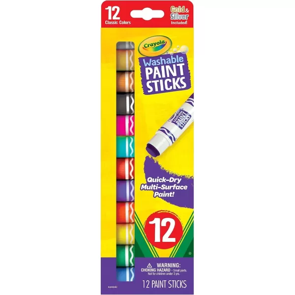 imageCrayola Quick Dry Paint Sticks 12ct Washable Paint Set for Kids Arts ampamp Crafts Supplies Assorted Colors Stocking Stuffers for Kids1 Count Pack of 1
