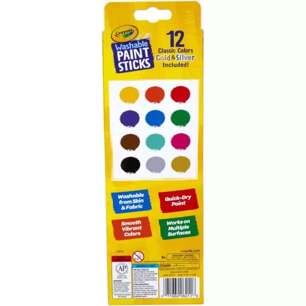 imageCrayola Quick Dry Paint Sticks 12ct Washable Paint Set for Kids Arts ampamp Crafts Supplies Assorted Colors Stocking Stuffers for Kids1 Count Pack of 1