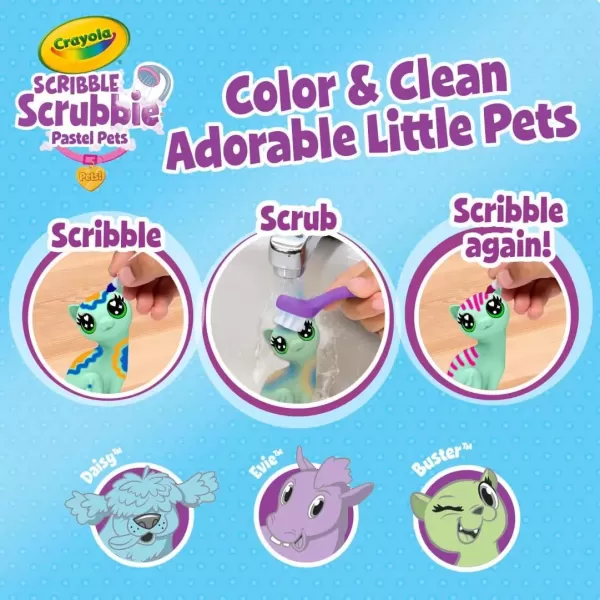 imageCrayola Scribble Scrubbie Pastel Pets 3ct Grooming Pet Toy for Kids Arts ampamp Crafts Stocking Stuffers for Girls ampamp Boys 3